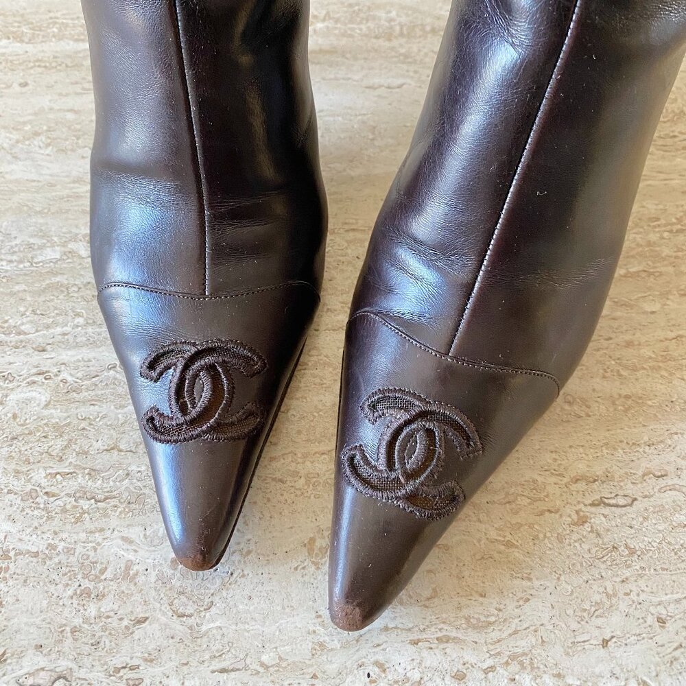 Vintage Chanel Mesh CC Ankle Boots - Picture 6 of 9